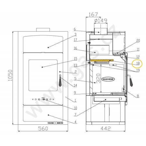 HAAS-SOHN ADRIA II Ersatzteil, 25 × 260 × 445 mm LACFIRE 0050501490005