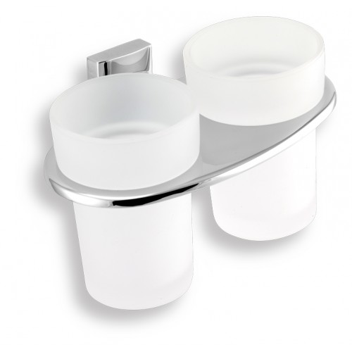 NOVASERVIS METALIA 12 Doppel-Zahnbürstenhalter, Chrom / Glas 0257,0