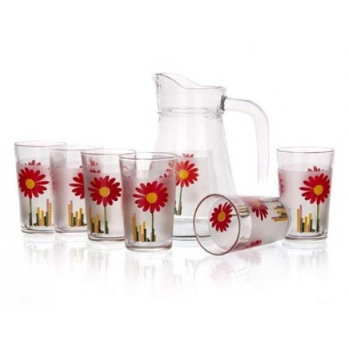 BANQUET Red Flower Krug mit Becher 7teiliges Set 04D223803SF BANQUET Red Flower Krug mit Becher 7teiliges Set 04D223803SF