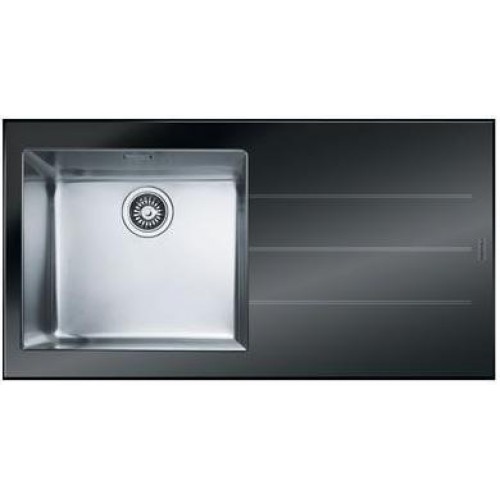 Franke Crystal CYV 611 Spüle links, 1000x510 mm, Edelstahl+schwarze Glas, 101.0062.561