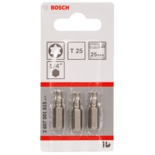 BOSCH Schrauber­bit Extra-Hart, T25, 25 mm, 3er-Pack 2607001615