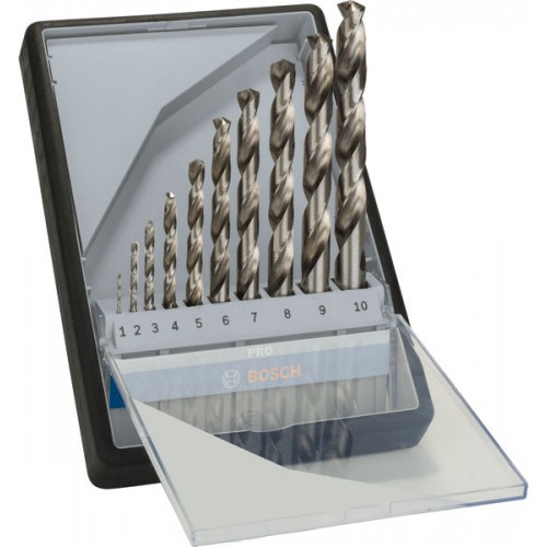 BOSCH 10-teiliges Metallbohrer-Set, Robust Line, HSS-G, 135°, 1–10 mm 2607010535