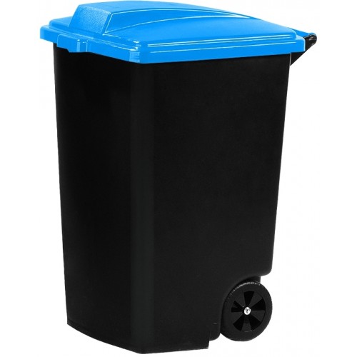 CURVER Mülltonne mit Räder, 60 x 47 x 75 cm, 100 L – schwarz/blau, 05183-280