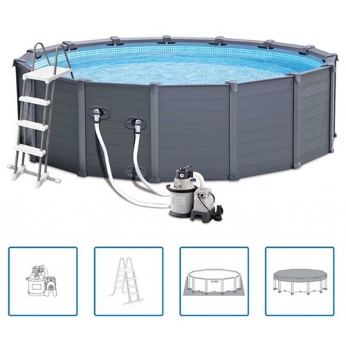 INTEX Graphite Panel Pool Set 478 x 124 cm, 28382GN