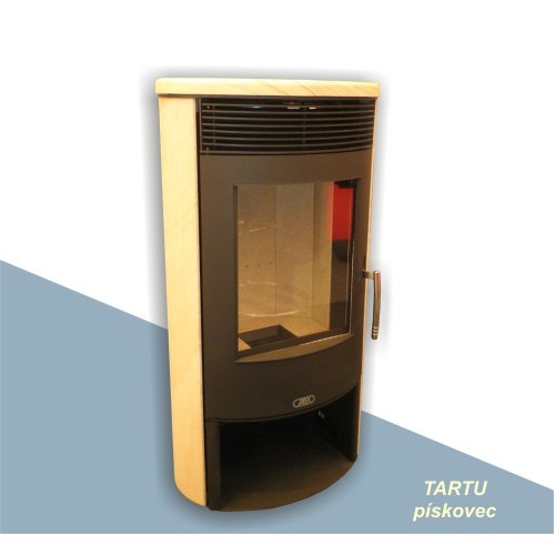 ABX TARTU 7, Holzkaminofen, schwarzes Blech+Sandstein 46477