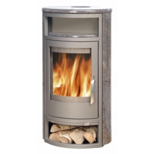 ABX POLAR 4654-4-II Holz-Kaminofen, schwarzes Blech+Granit paradiso 4654-4ZPc