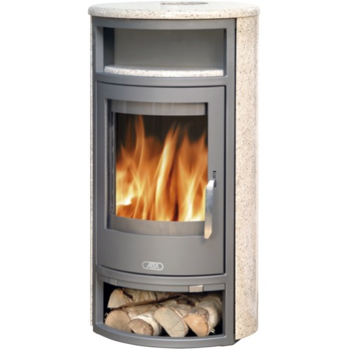 ABX POLAR 4654-6-III Holz-Kaminofen, graues Blech+Granit gold 4654-6ZG