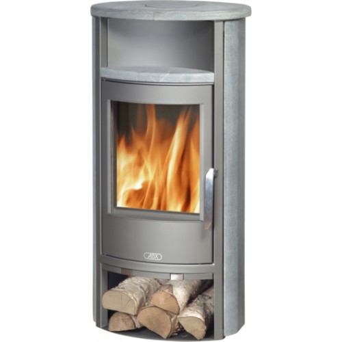 ABX ISLAND Holz-Kaminofen, grau+Speckstein rund 4672-5SN ABX ISLAND Holz-Kaminofen, grau+Speckstein rund 4672-5SN