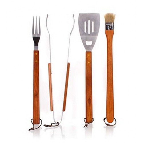 HAPPY GREEN BBQ-Set 4-teilig aus Holz 5012065 HAPPY GREEN BBQ-Set 4-teilig aus Holz 5012065