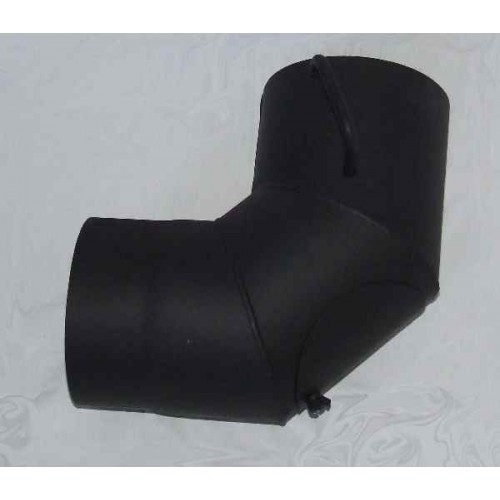 Rauchrohrknie 90° O150 x 1,5 mm mit Reinigungsöffnung und Klappe schwarz Rauchrohrknie 90° O150 x 1,5 mm mit Reinigungsöffnung und Klappe schwarz