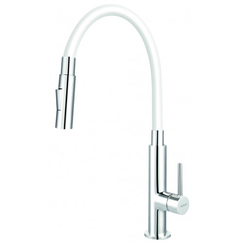 NOVASERVIS Küchenarmatur mit ausziehbarer Brause, 2 Düsen, weiß/chrom 70730,0B