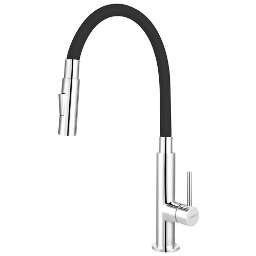 NOVASERVIS Küchenarmatur mit ausziehbarer Brause, 2 Düsen, shwarz/chrom 70730,0C