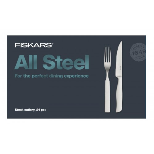 Fiskars Steak-Besteck-Set Ganzstahl, 24-teilig 1027505