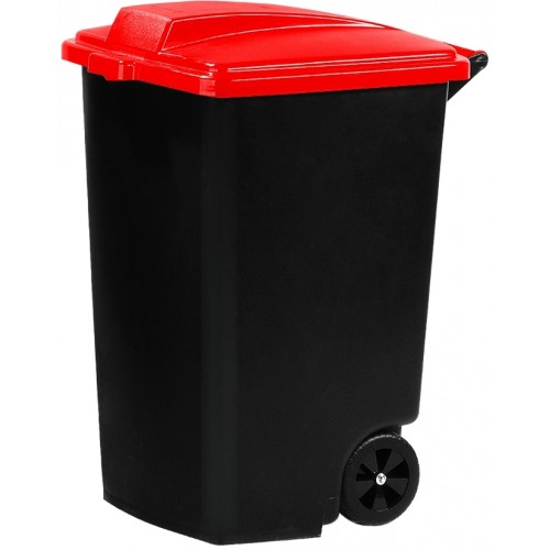 CURVER Mülltonne mit Räder, 60 x 47 x 75 cm, 100 L – schwarz/rot