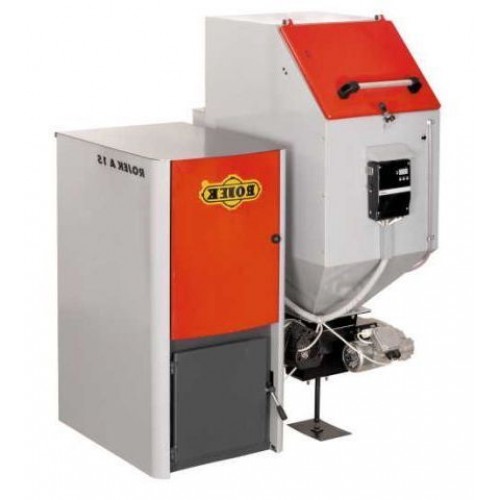 Kessel ROJEK A 15 links Automatischer Warmwasserkessel für Holzpellets Kessel ROJEK A 15 links Automatischer Warmwasserkessel für Holzpellets