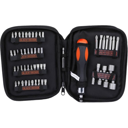 Black & Decker A7104-XJ Bit- und Steckschlüssel-Set (56ks) mit Ratschenschraubendreher Black & Decker A7104-XJ Bit- und Steckschlüssel-Set (56ks) mit Ratschenschraubendreher