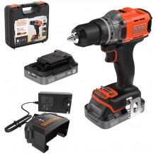 Black & Decker BCD383D2XK-QW Akku-Schlagbohrschrauber (45Nm/18V/2x2,0Ah), Koffer