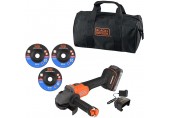 Black & Decker BCG6L8D1S-QW Akku bürstenloser Winkelschleifer (18V/1x2,0Ah), 3x Scheibe