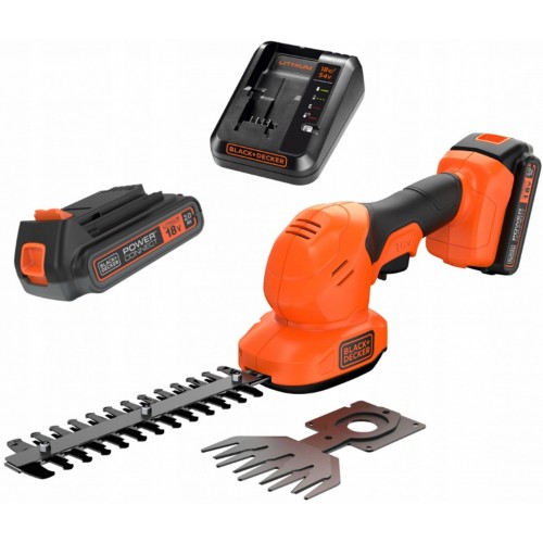 Black & Decker BCSS18D1 PowerConnect Hecken-, Gras-, Strauchschere (18V/1x2,0Ah)