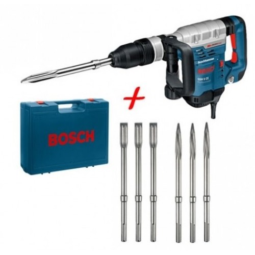 BOSCH GSH 5 CE Professional Schlaghammer mit SDS-max+EXTRA 3xSpitzmeißel, 3xFlachmeißel