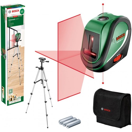 BOSCH UniversalLevel 2Kreuzlinien-Laser + Aluminiumstativ 0603663803