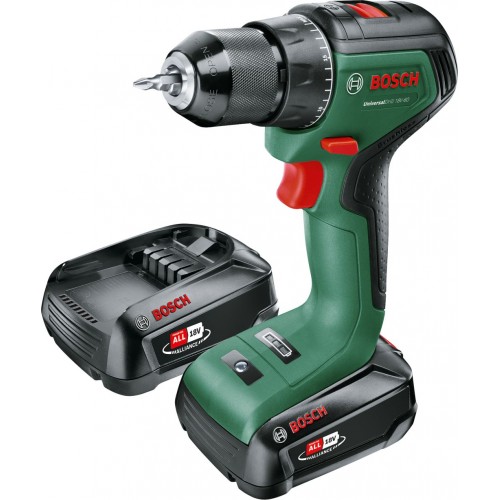 BOSCH UniversalDrill 18V-60 (2x 2,0Ah)+AL18V-20 Akku-Zweigang-Bohrschrauber 06039D7002