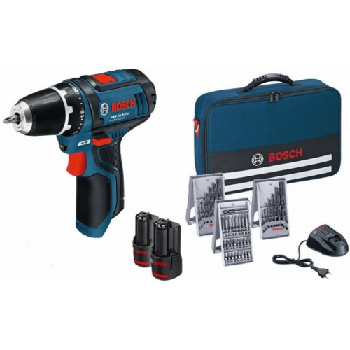 BOSCH GSR 12V-15 Akku Bohrschrauber mit 2 Akkus 2,0 Ah in Softbag Tasche 0615990GB0