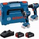 BOSCH PROFESSIONAL 18 V set 2 stück: GSR + GDR + 2× GBA 5.0 Ah + GAL 18V-40 0615A50090