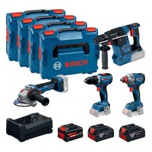 BOSCH PROFESSIONAL GSR18V-65+GDX18V-285+GBH18V-26+GWS18V-11,1x5,5Ah,2x5Ah 0615A500BJ