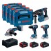 BOSCH PROFESSIONAL GSR18V-65+GDX18V-285+GBH18V-26+GWS18V-11,1x5,5Ah,2x5Ah 0615A500BJ