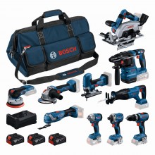 BOSCH 10teiliges 18V Werkzeugset GSB+GBH+GWS+GDR+GKS+GSA+GOP+GST+GDS+GEX+3x5Ah 0615A500EH