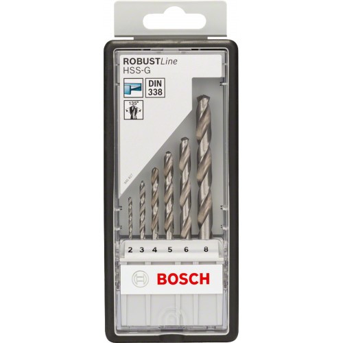 BOSCH 6-teiliges Metallbohrer-Set, Robust Line, HSS-G, 135°, 2–8 mm 2607010529