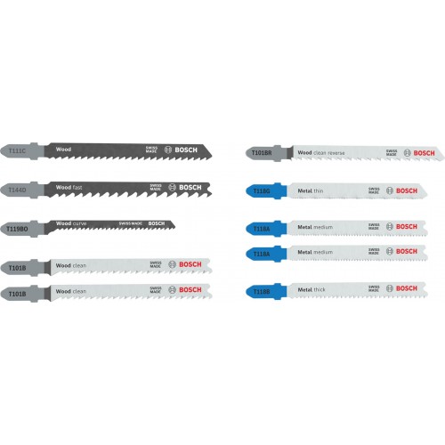 BOSCH Stichsägeblatt Set Wood and Metal Basic, 10-tlg. 2607012071