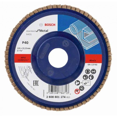 BOSCH Fächerschleifscheibe X431, Standard for Metal, 125 mm, 22,23 mm, 40 2608601274