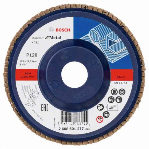 BOSCH Fächerschleifscheibe X431, Standard for Metal, 125 mm, 22,23 mm, 120 2608601277