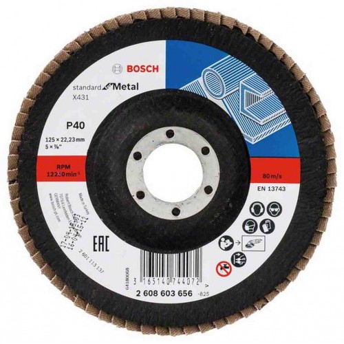 BOSCH Fächerschleifscheibe X431, Standard for Metal, 125 mm, 22,23 mm, 40 2608603656