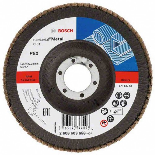 BOSCH Fächerschleifscheibe X431, Standard for Metal, 125 mm, 22,23 mm, 80 2608603658