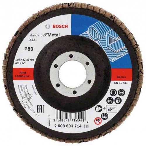 BOSCH Fächerschleifscheibe X431, Standard for Metal, 115 mm, 22,23 mm, 80 2608603714