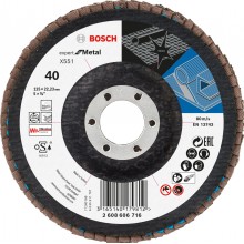 BOSCH Expert for Metal Fächerschleifscheibe X551, 125x22,23mm, 40, gewinkelt 2608606716