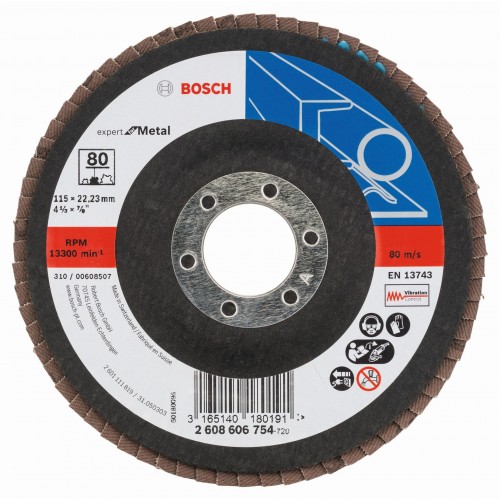 BOSCH Expert for Metal Fächerschleifscheibe X551, 115x22,23mm, 80, gewinkelt 2608606754 BOSCH Expert for Metal Fächerschleifscheibe X551, 115x22,23mm, 80, gewinkelt 2608606754