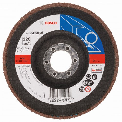 BOSCH Expert for Metal Fächerschleifscheibe X551, 125x22,23mm, 120, gewinkelt 2608607347 BOSCH Expert for Metal Fächerschleifscheibe X551, 125x22,23mm, 120, gewinkelt 2608607347