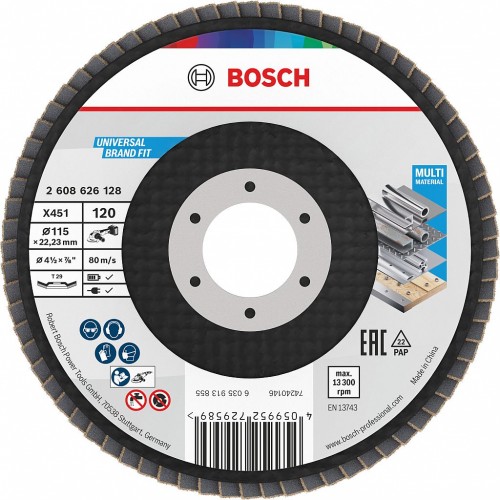 BOSCH X451 Fächerschleifscheibe, 115 × 22,23 mm, G120, T29, 2608626128