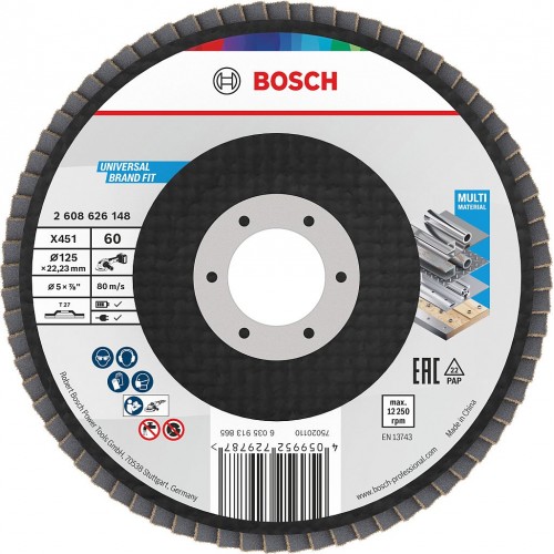 BOSCH X451 Fächerschleifscheibe, 125 × 22,23 mm, G60, T27 2608626148