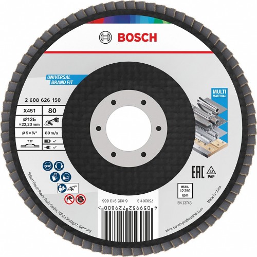 BOSCH X451 Fächerschleifscheibe, 125 × 22,23 mm, G80, T27 2608626150