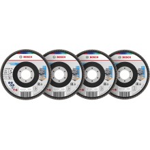 BOSCH X451 Fächerschleifscheiben Set, 115 x 22,23 mm, K40; K60; K80; K120, T27 608626165