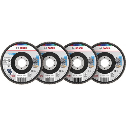 BOSCH X451 Fächerschleifscheiben Set, 115 x 22,23 mm, K40; K60; K80; K120, T29 2608626159