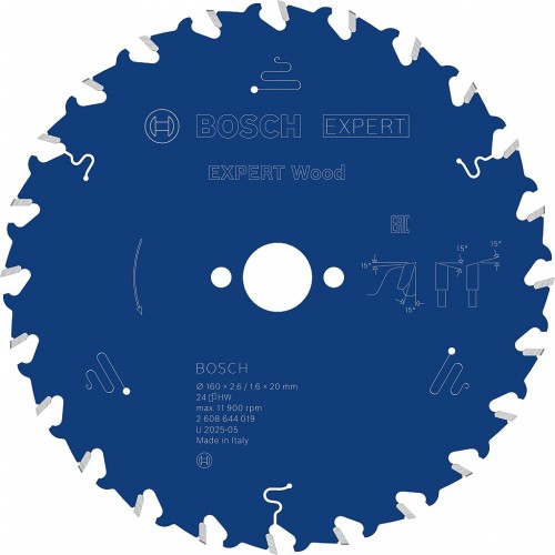BOSCH Kreissägeblatt Expert for Wood, 160 × 2,6/1,6 × 20 mm, T24 2608644019