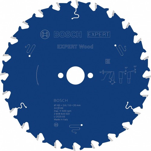 BOSCH Kreissägeblatt Expert for Wood, 165 × 2,6/1,6 × 20 mm, T24 2608644022