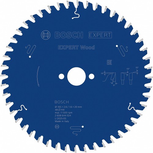 BOSCH Kreissägeblatt Expert for Wood, 165 × 2,6/1,6 × 20 mm, T48 2608644024