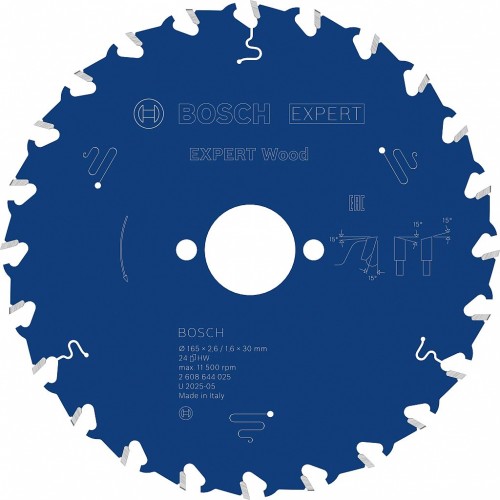 BOSCH Kreissägeblatt Expert for Wood, 165 × 2,6/1,6 × 30 mm, T24 2608644025